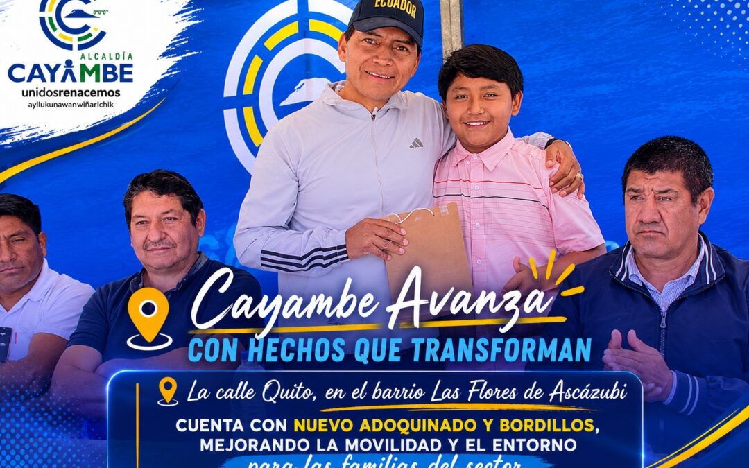 Calle Quito del barrio Las Flores en Ascázubi cuenta con nuevo adoquinado y bordillos