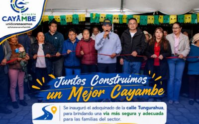 Calle Tungurahua luce renovada con nuevo adoquinado en el barrio Puntiachil